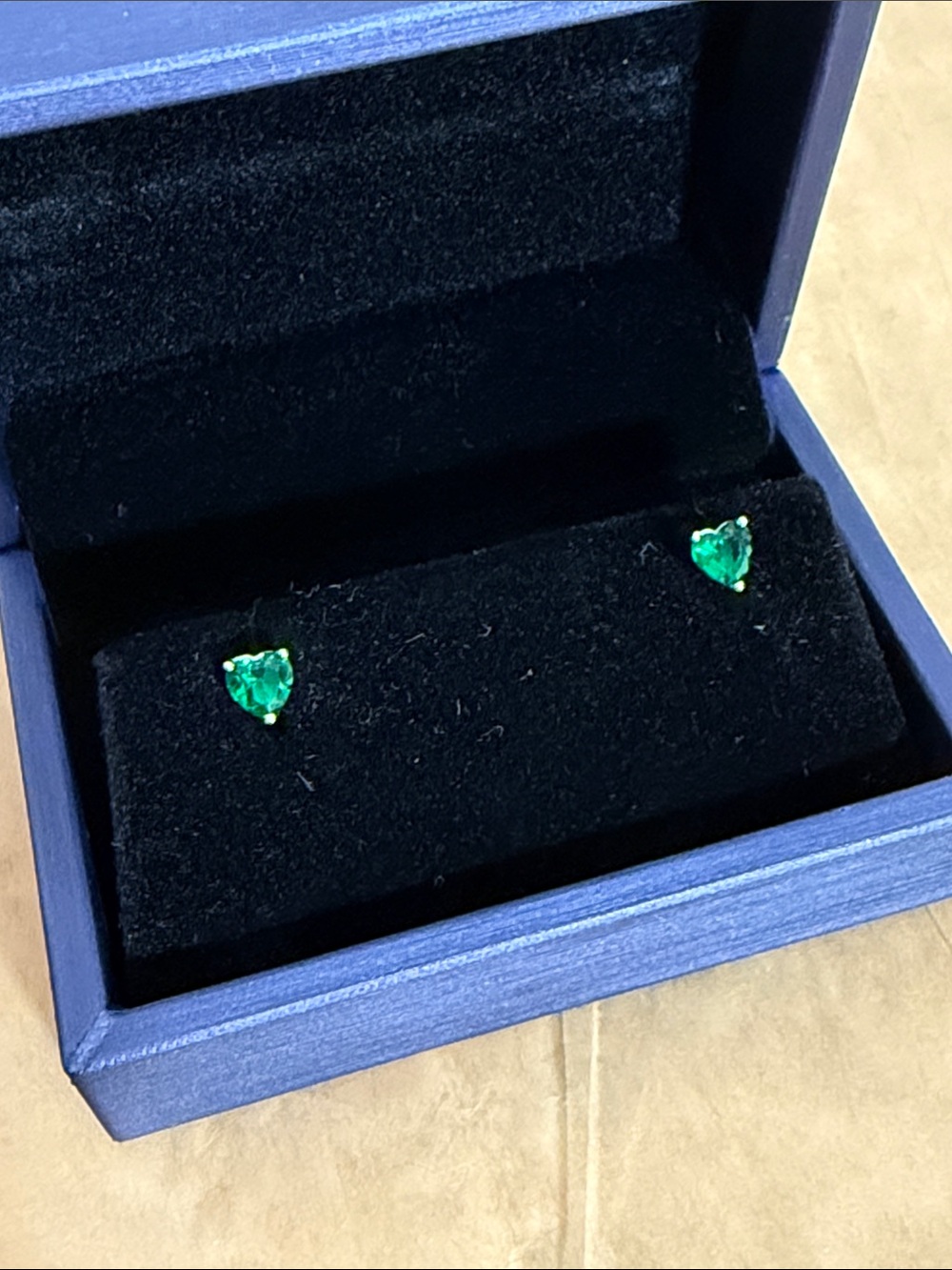 Heart Emerald Green Stud Earrings
